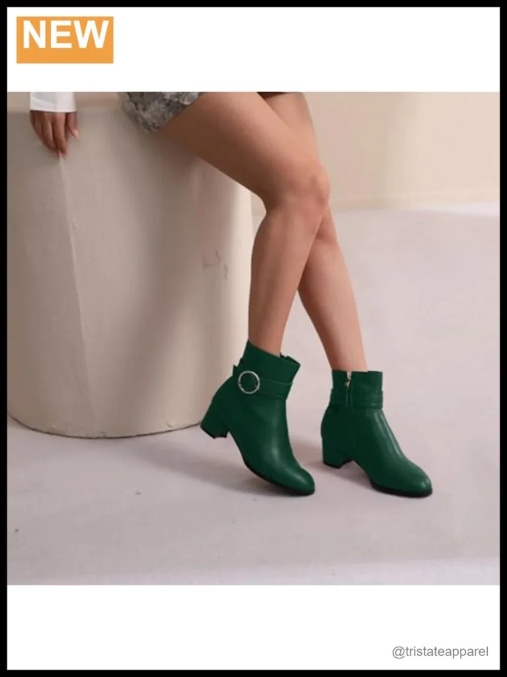 Matte Zip Round Toe Chunky Low Heel Ankle Boots